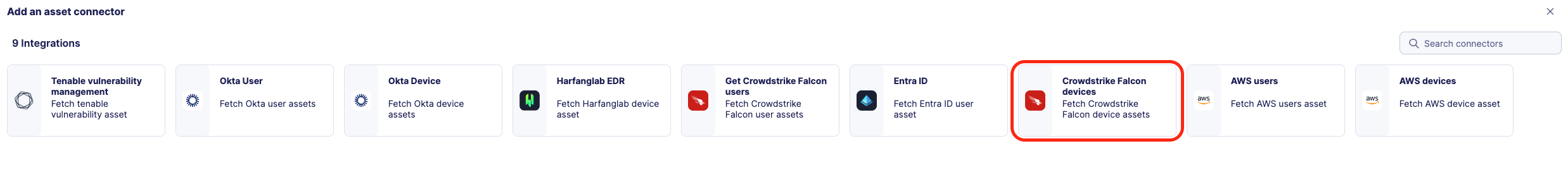 CrowdStrike Falcon devices connector configuration form