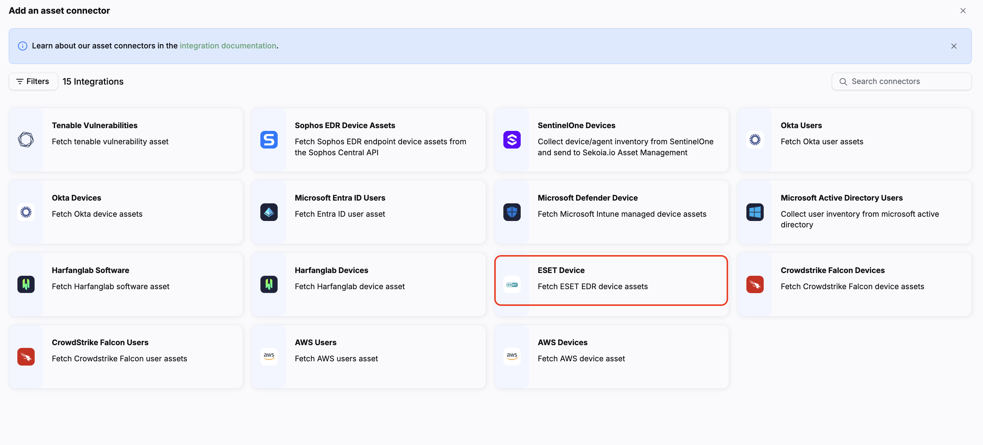 ESET EDR connector configuration form