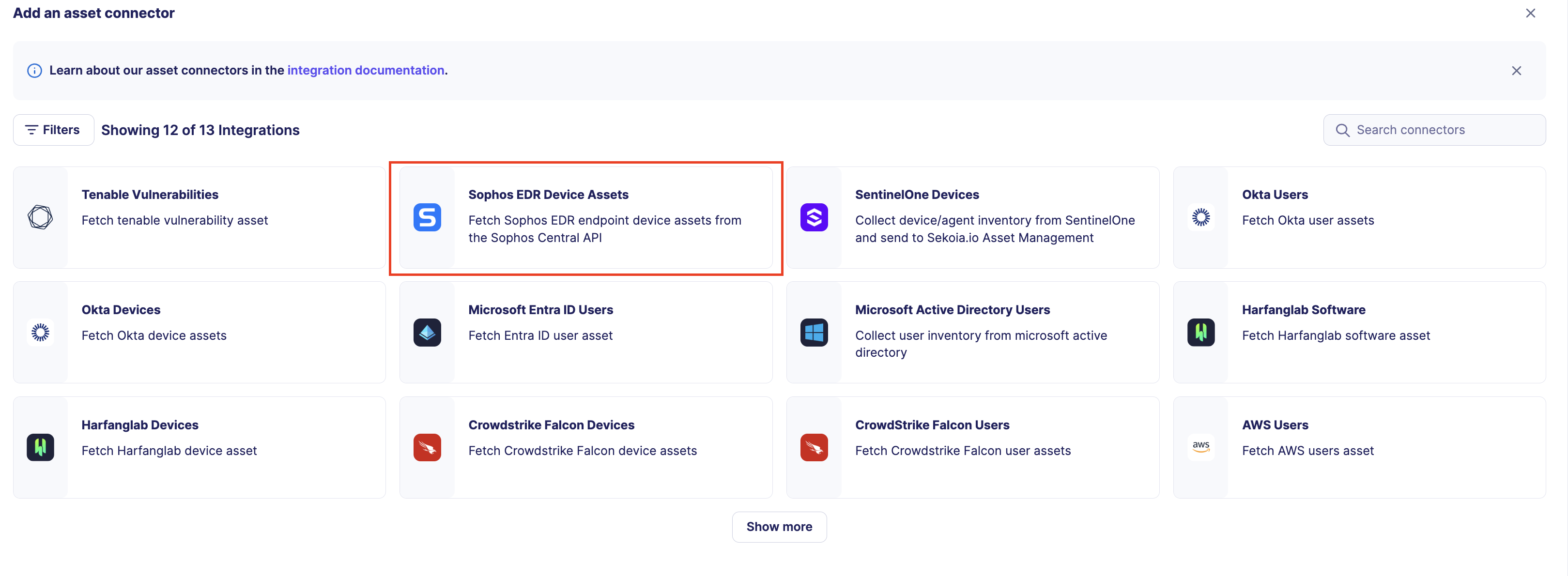 Sophos EDR connector configuration form