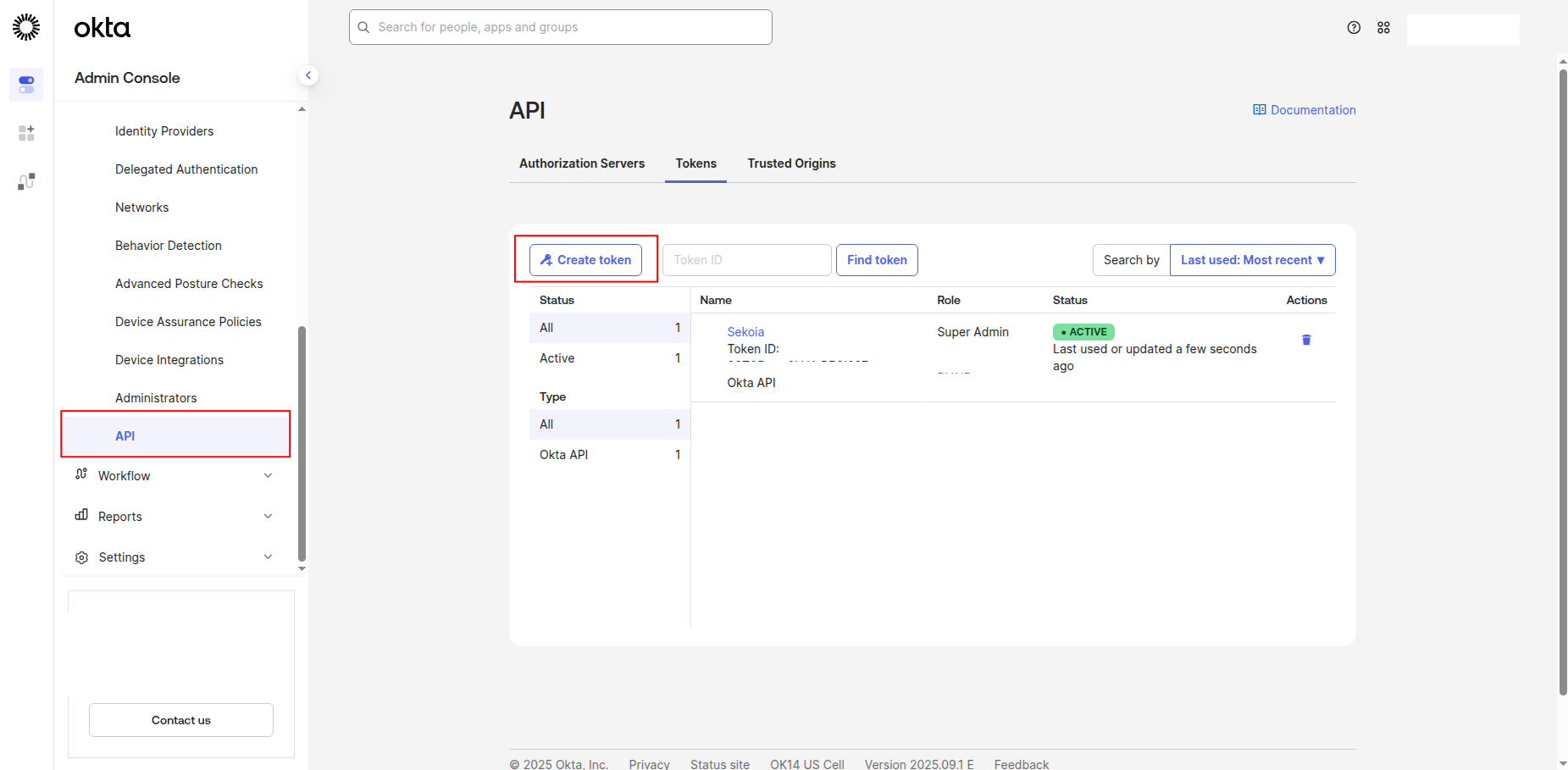 Create Token button highlighted