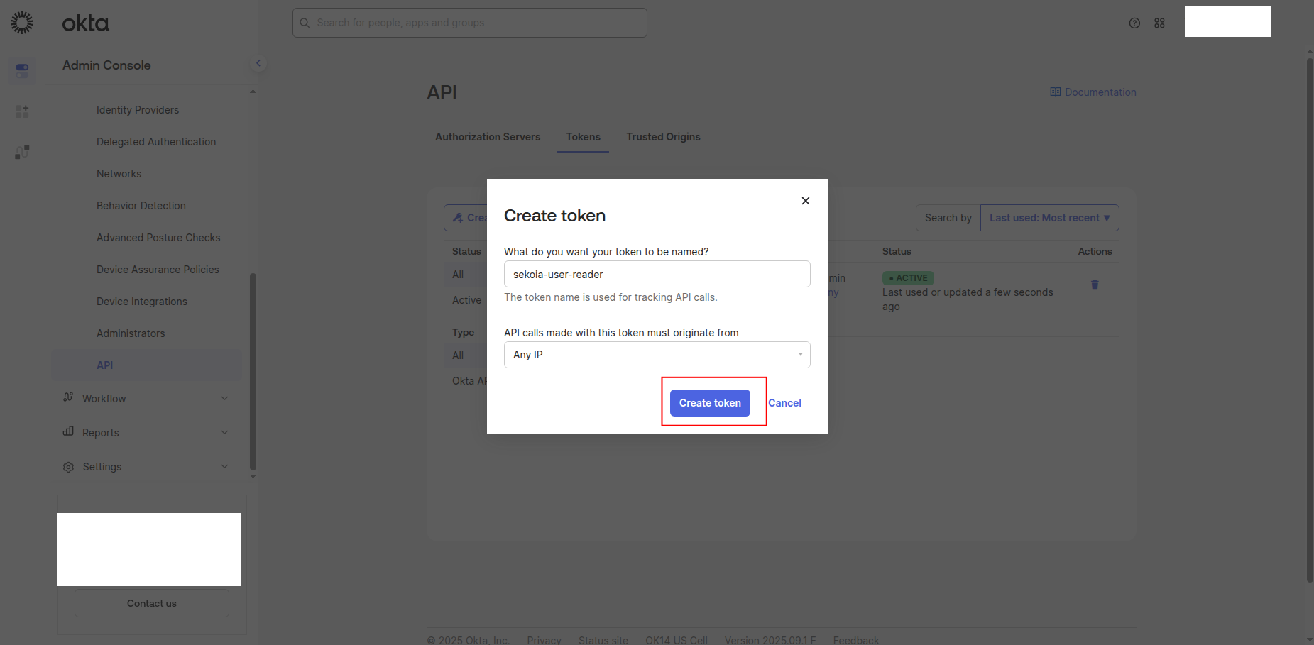 Token creation confirmation