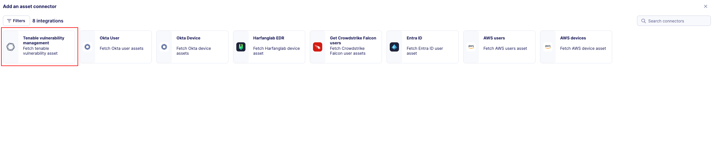 Tenable Vulnerability Management connector configuration form