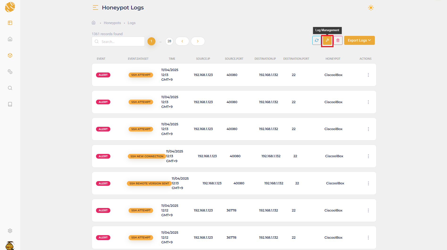 NeroSwarm Honeypot Log List