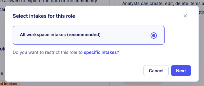 specific intakes